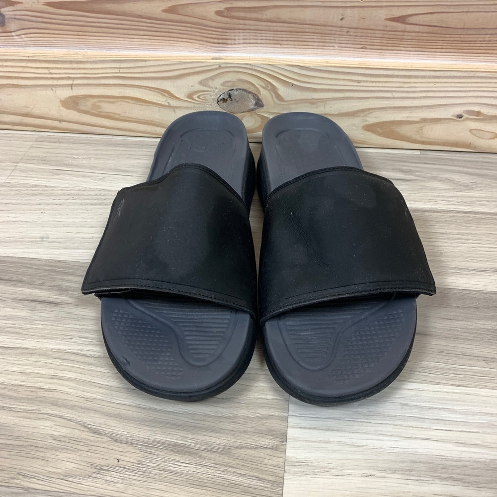 Kuru Slides Men‎ 13 Black Gray Beach Walking Outdoor Slip On Sandals Ortho Beach - Picture 3 of 9
